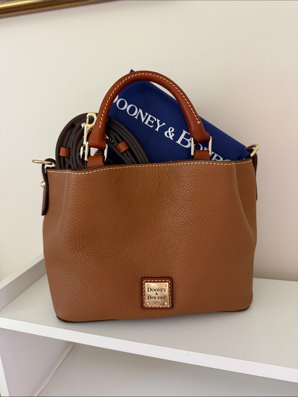 Dooney & Bourke Barlow. Pebbled Leather Satchel with crossbody strap.